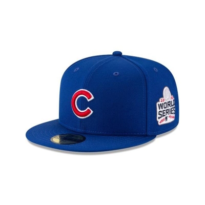 Blue Chicago Cubs Hat - New Era MLB World Series Side Patch 59FIFTY Fitted Caps USA5184930